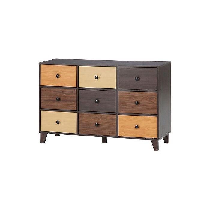 ウッドグラデーション ワイドチェスト W1200×D390×H775mm MDF パチクルボード おしゃれ 収納 代引不可