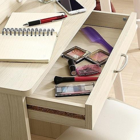 【新品・送料無料】メルル ドレッサー(三面鏡) スツール付き ホワイト 木目調 C/D:97785] メルル ドレッサー（三面鏡） スツール付き WH木目