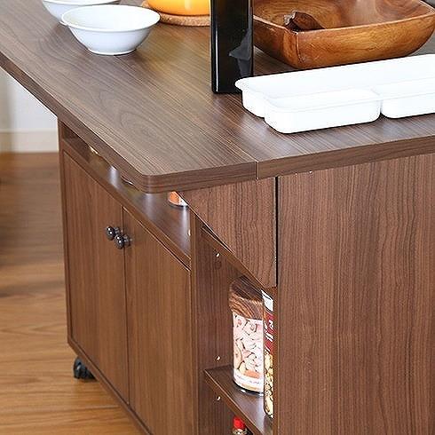 バタフライキッチンカウンター W900×D640×H690mm所 おしゃれ ミディアムブラウン 代引不可