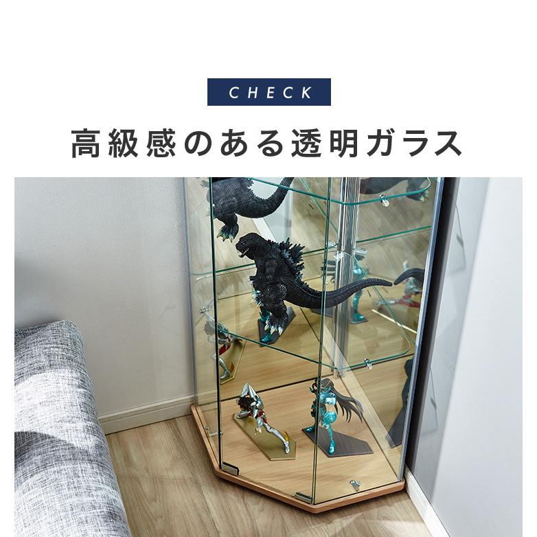 ガラスコレクションケース フィギュアケース コーナー 4段 背面ミラー