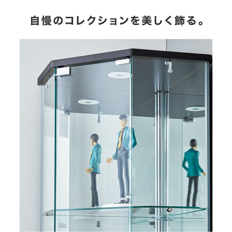 ガラスコレクションケース フィギュアケース コーナー 4段 背面ミラー
