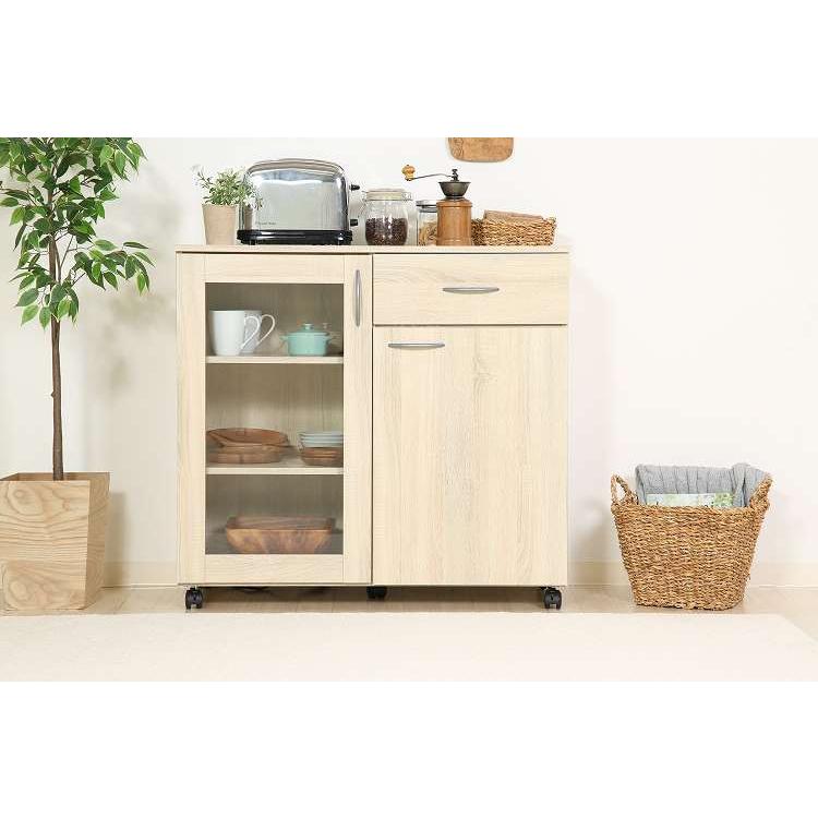 キッチン収納キャビネット 90×40 キッチンボード キャスター付き キッチンカウンター キャビネット キッチン収納 代引不可_10