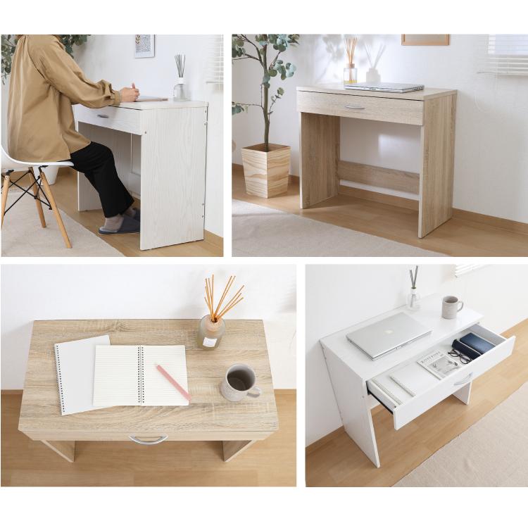 オーク材 シンプルな事務机 引き出し付き 引出し付きシンプルデスク 幅1200 奥行600 高さ725 IB-OFT3758-NABK