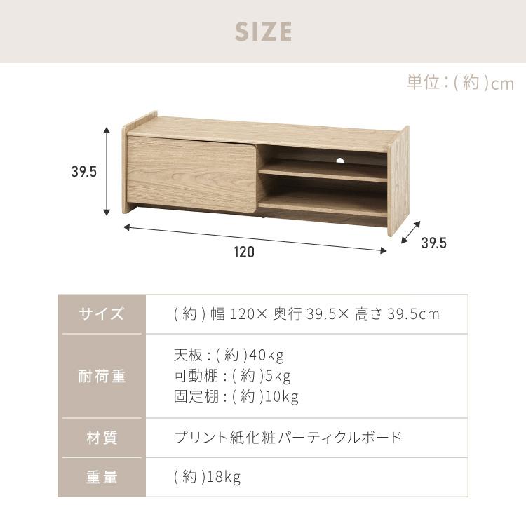 テレビボード 幅120cm テレビ台 扉収納 オープン収納 可動棚 TVボード