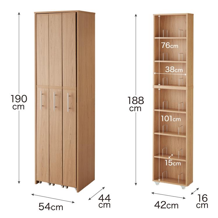 すきま収納 本棚 3列 幅54cm スライド式 本棚 スライド本棚 スライド キャスター付き 書棚 隙間 収納 コミックラック スリム おしゃれ 省スペース｜recommendo｜04