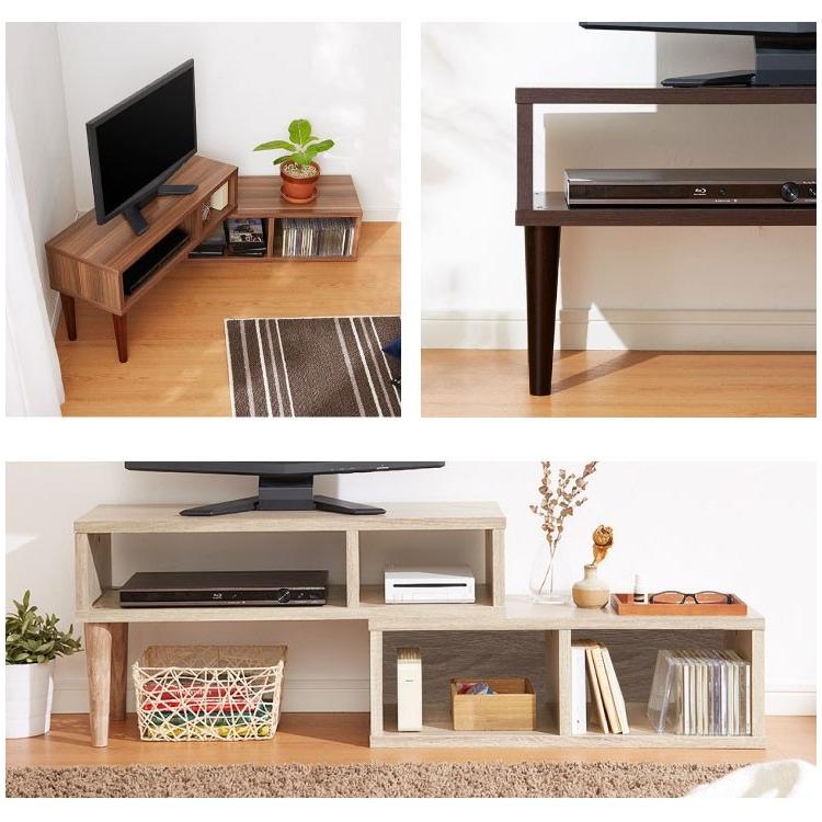 伸縮TVボード コンパクト 幅75~133 奥行28.5 高さ40 木製 伸縮テレビ台