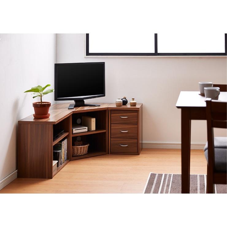 No.3 テレビボード／コーナー用／レコーダー収納あり／送料無料！ TVボード コーナーボード 3点セット ナチュラル ダークブラウン