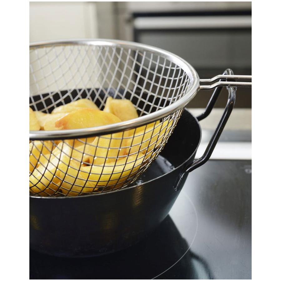 ラバーゼ 日本製 鉄揚げ鍋 28cm 3点セット ガス火・IH対応 揚げ鍋