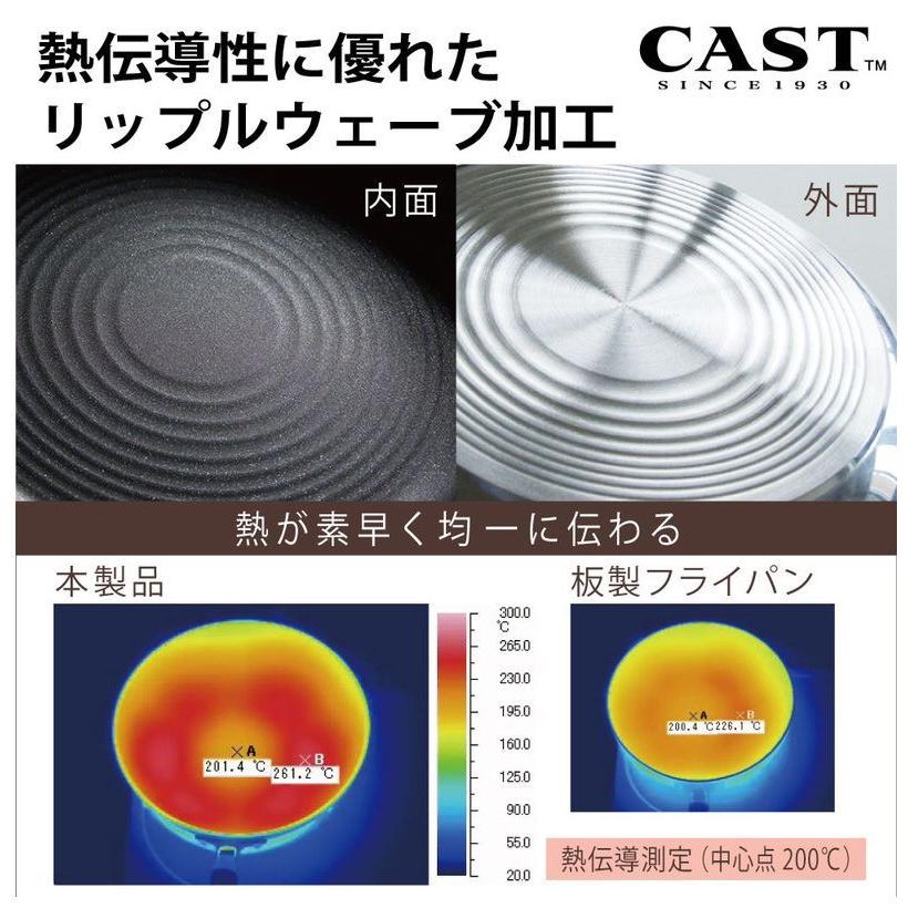 北陸アルミニウム 日本製 センレンキャスト フライパン 28cm A-0244 天然木ハンドル ガス火専用 軽くて丈夫なフライパン 国産 HOKUA ホクア｜recommendo｜09