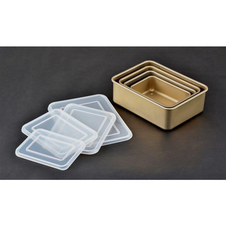 国産 日本製 アルミ角容器5号 A-2591 レトロ 金 ゴールド おしゃれ