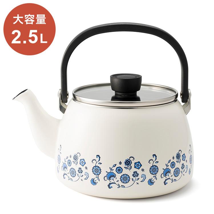 富士ホーロー メモリーズ 2.5Lケトル ブルーフラワー FJ-2.5K.BF 富士ホーロー メモリーズ 2.5Lケトル ブルーフラワー FJ-2.5K.BF