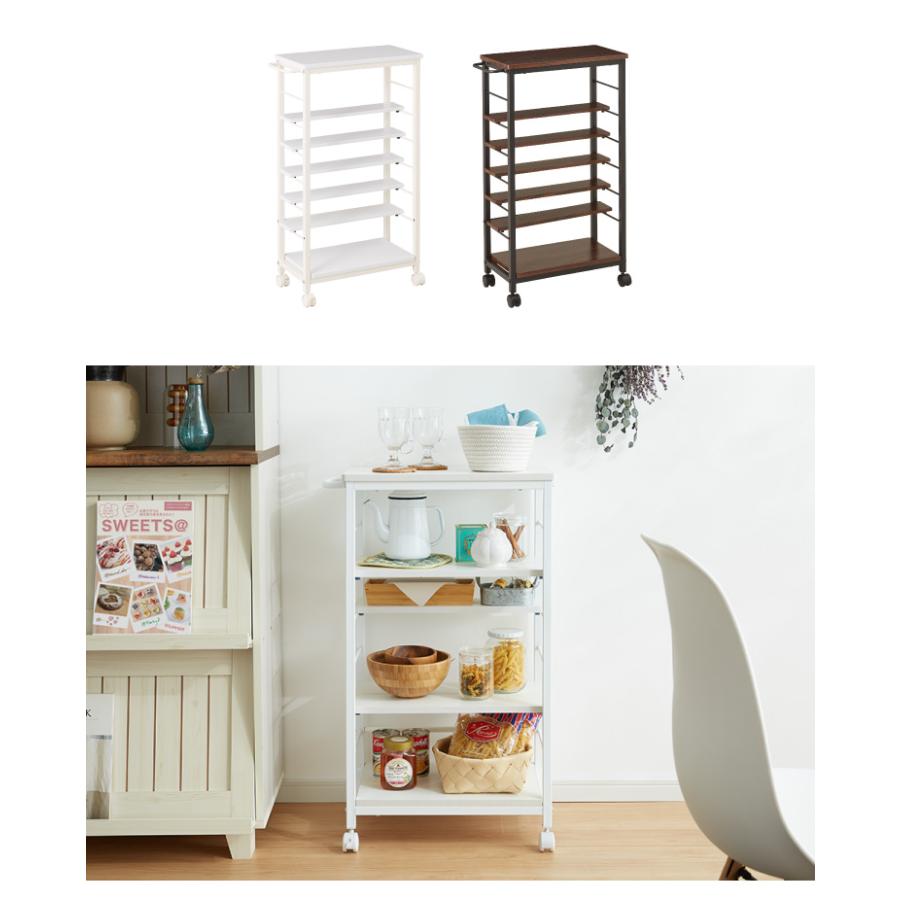 キッチンワゴン 幅25cm 棚位置自在 キャスター付き 高さ85cm 隙間収納