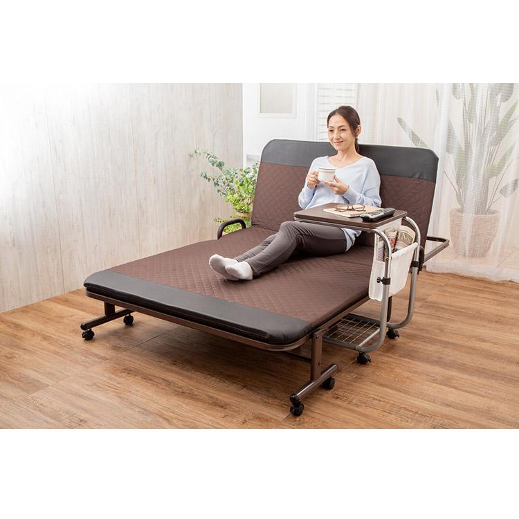 昇降式サイドテーブル 雑誌が入るポケット付き マガジンラック 高さ