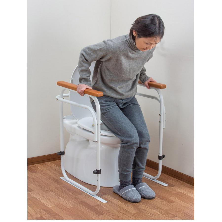 洋式トイレ据置用アーム トイレ用アーム 天然木 立ち上がりサポート