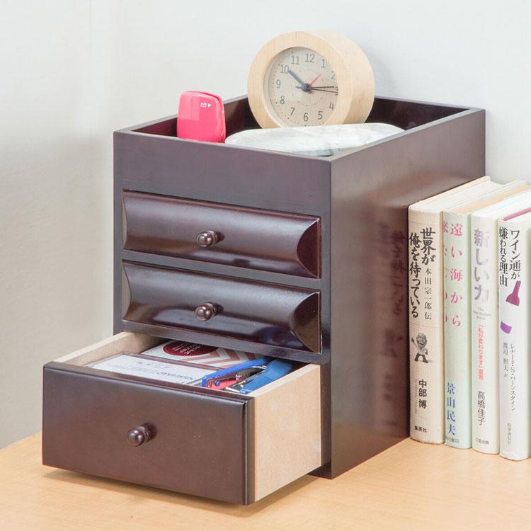 卓上整理チェスト 3段 完成品 木製 チェスト 書類整理 裁縫道具 救急箱