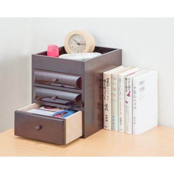 卓上整理チェスト 3段 完成品 木製 チェスト 書類整理 裁縫道具 救急箱