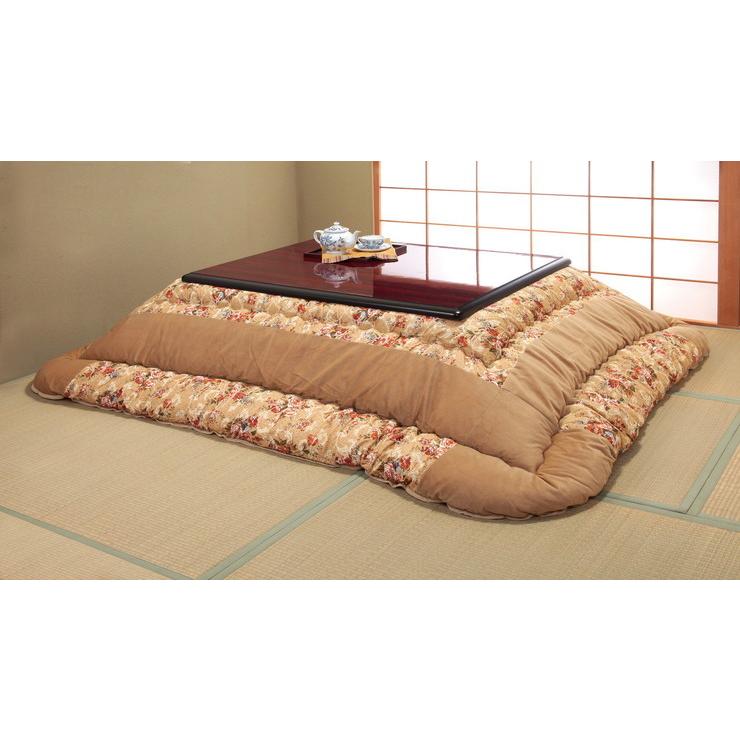 日本製 こたつ掛布団 205×285cm ベロアパッチ 光沢 手触り ベロア パッチワーク ラウンド加工 こたつ 布団 ベージュ グリーン 代引不可_1