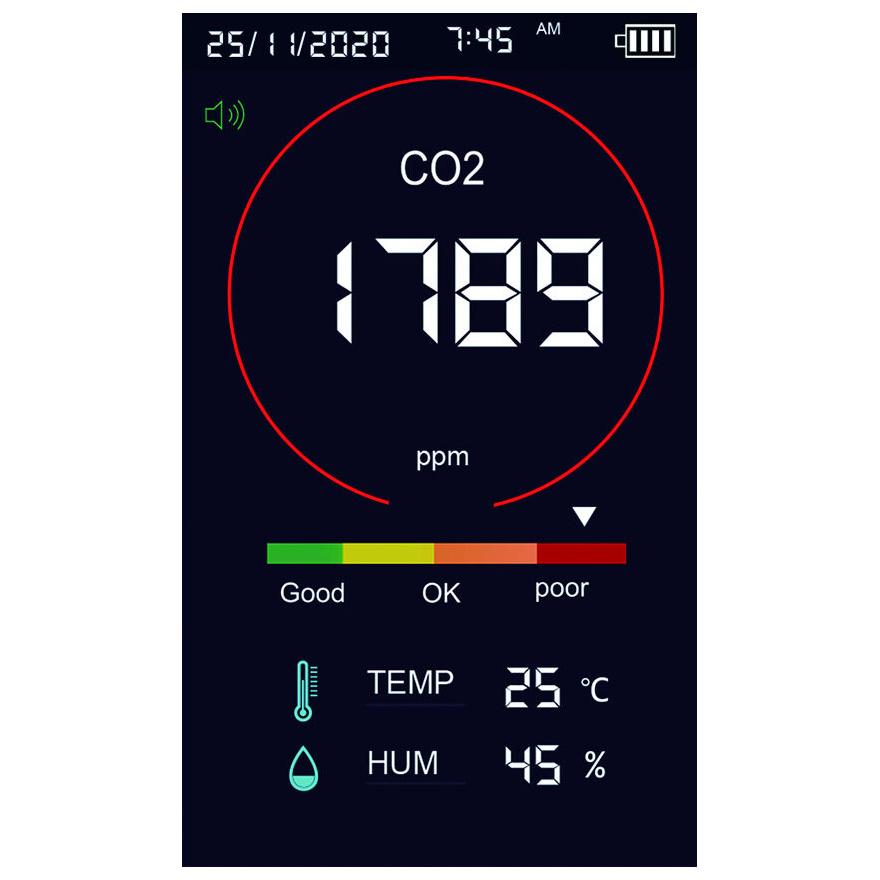 二酸化炭素濃度計 CO2 濃度 測定器 CO2マネージャー アラート機能 温度