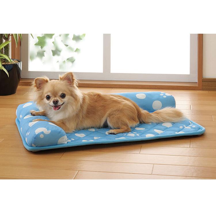 ペットマット ペット用布団 L字枕付き 40×60 接触冷感 足あと柄