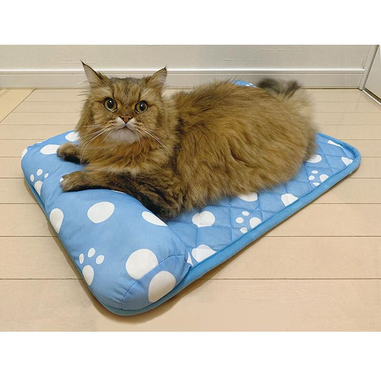 ペットマット ペット用布団 L字枕付き 40×60 接触冷感 足あと柄