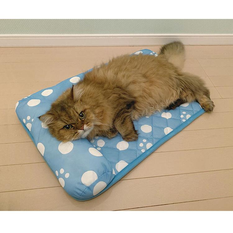 ペットマット ペット用布団 L字枕付き 40×60 接触冷感 足あと柄