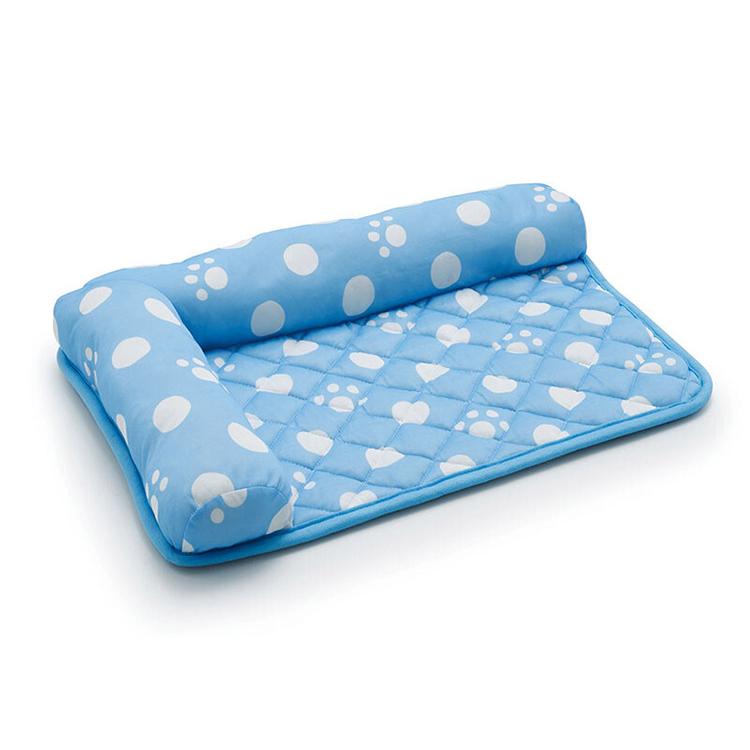ペットマット ペット用布団 L字枕付き 40×60 接触冷感 足あと柄