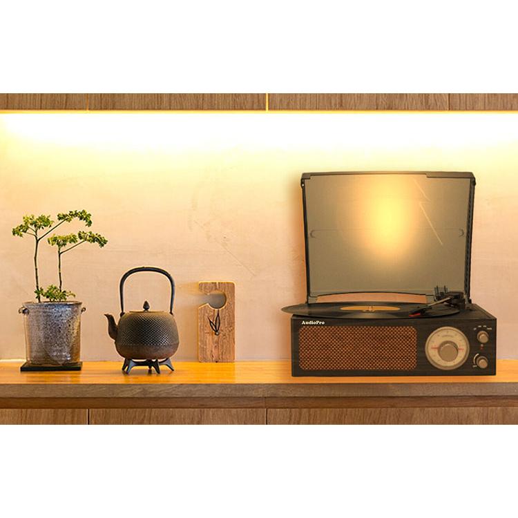 昭和レトロ簡単コンパクトレコードプレーヤー ラジオ AM ワイドFM対応