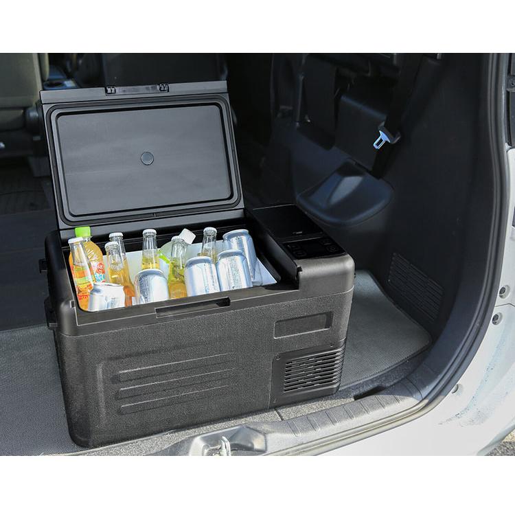 冷蔵庫 冷凍庫 22L 車載 操作パネル 小物入れ付き クーラーボックス