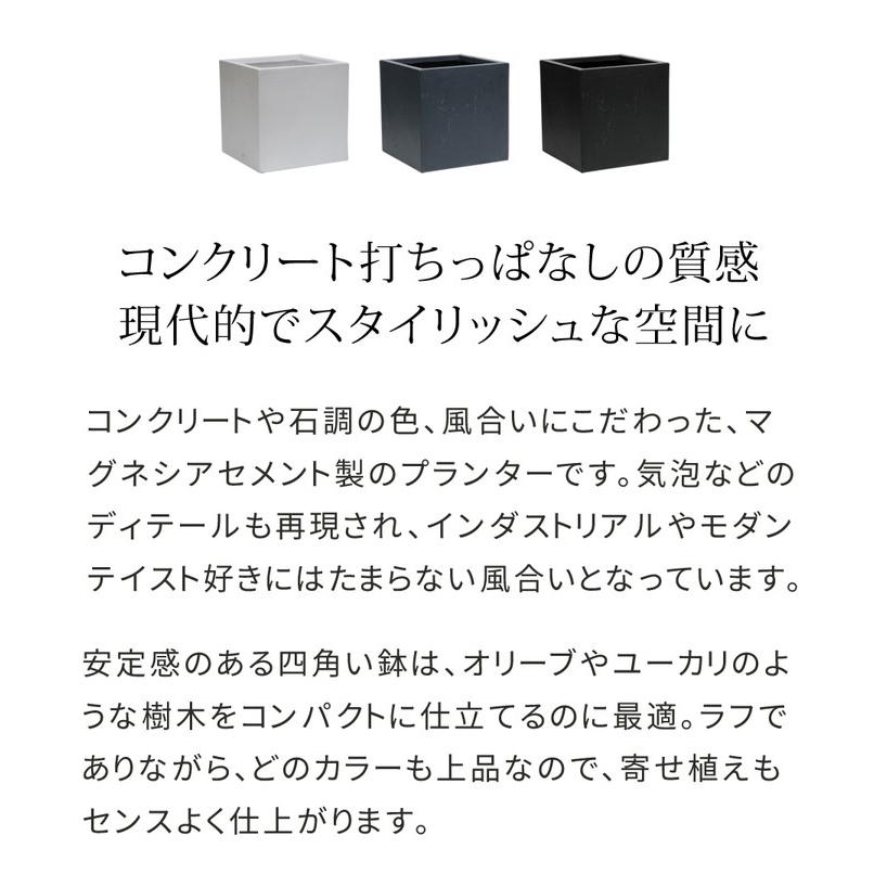 マグネシアプランター TEXTURE テクスチャー 角型40cm ブラック グレー ホワイト TEX-400C プランター キューブ型 立方体 正方形 植木鉢 代引不可の画像