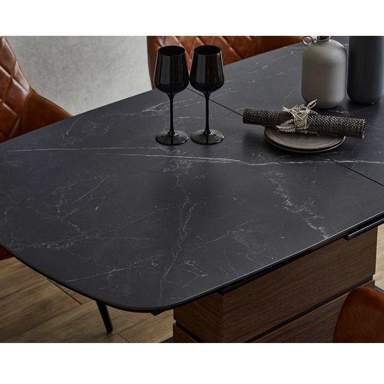 セラミック 伸長式 ダイニングテーブル ブラック 黒 セラミック
