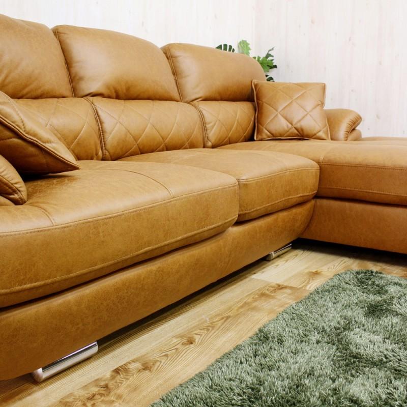 カウチソファー ソファー ソファ 三人掛け クッション二個付き