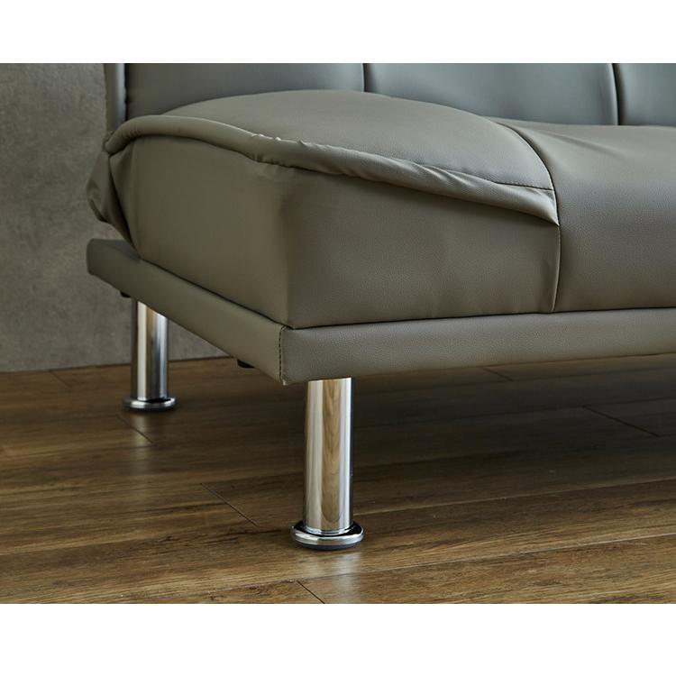 リクライニングソファベッド PVCレザー 幅180 鉄脚 合皮 シンプル