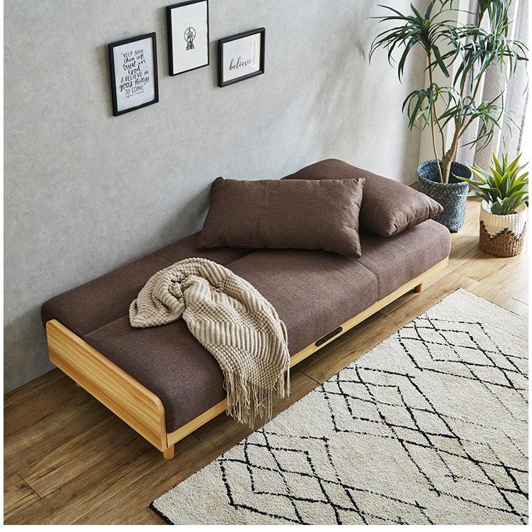 3人掛け ソファベッド[S] 3段階リクライニング 天然木脚 ファブリック ソファベッド 3段階リクライニング 幅186 ファブリック座面×天然