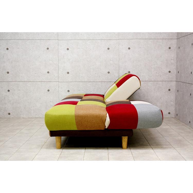 ソファ パッチワークソファーベッド 3人掛け 3P 幅180cm 背もたれ2WAY