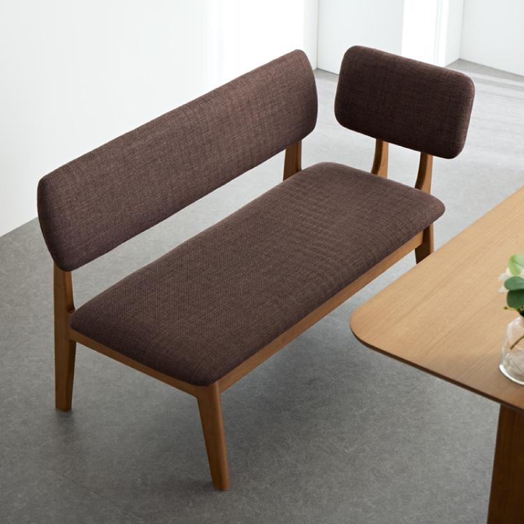座面高39cm ゆったりダイニングベンチ 幅110 専用背もたれ付き ベンチ ロータイプ 天然木 ファブリック ダイニング 背もたれ 2人掛け