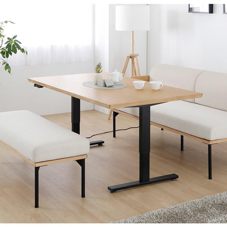 昇降テーブル 155×80cm 高さ49~74cm ダイニングテーブル オーク