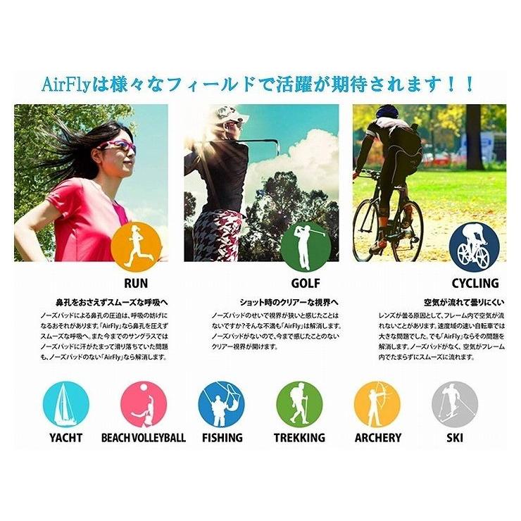 AirFly エアフライ ノーズパッドレススポーツサングラス AF-301C-3 ブラック ミラーレンズ Hi-GOLD ハイゴールド