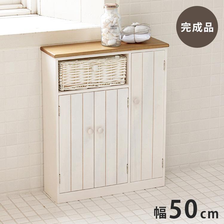 トイレラック ワイド 幅50cm 高さ62cm 完成品 桐材 柳材バスケット付き