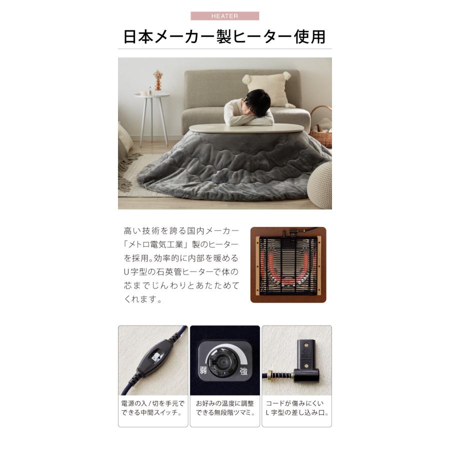 カジュアルこたつ 布団付き 2点セット 楕円テーブル+掛け布団 幅