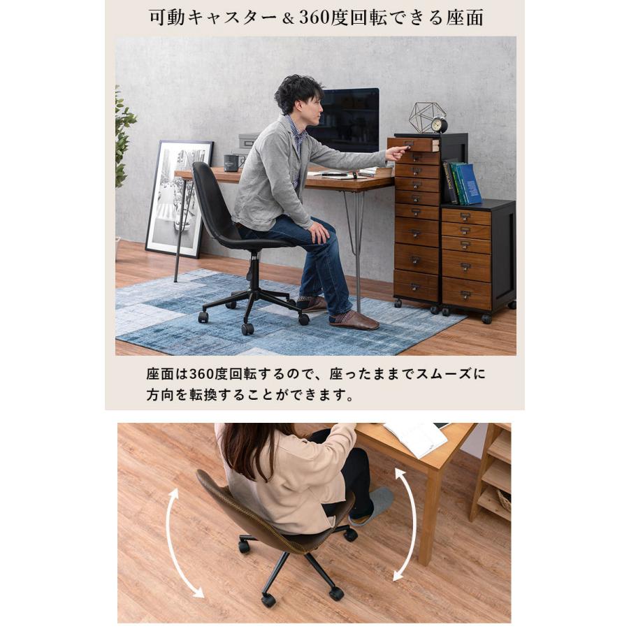 デスクチェア 椅子 オフィスチェア レザー調 キャスター付き 本革風
