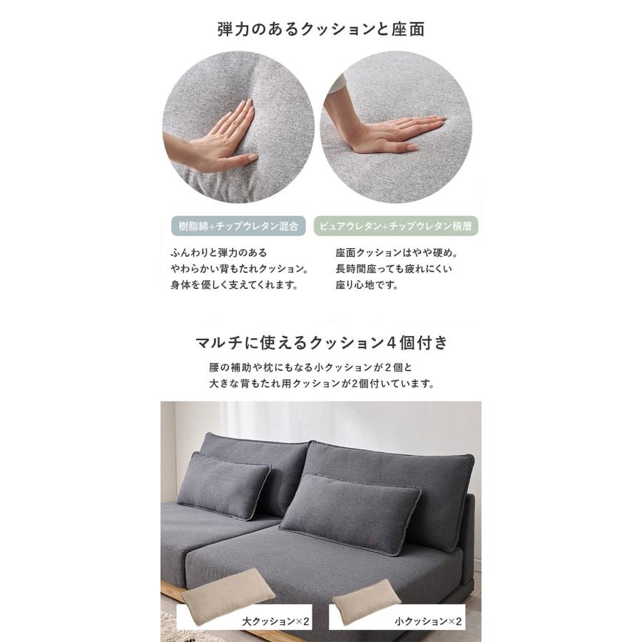 フロアソファ 幅180cm ゆったりロータイプ 分割式 ごろ寝ソファ