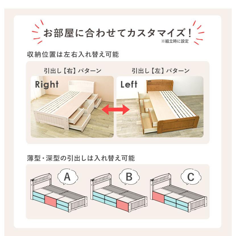 木製棚付き 引き出し付きシングルベッド ベッド 国産 日本製 シングル デイベッド ソファベッド 収納 引き出し