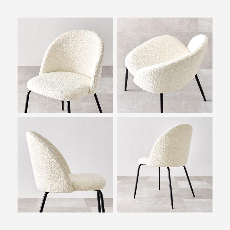 ダイニングチェア 2脚セット ブークレ生地 スチール脚 デザインチェア