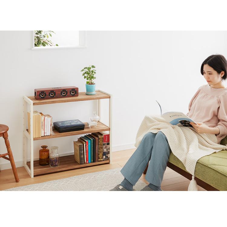 ラック オープンラック 4段 幅45cm 天然木 シェルフ 本棚 収納
