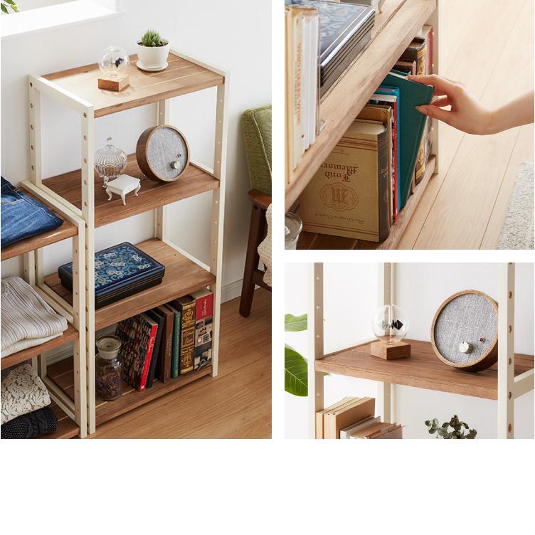 ラック オープンラック 4段 幅45cm 天然木 シェルフ 本棚 収納