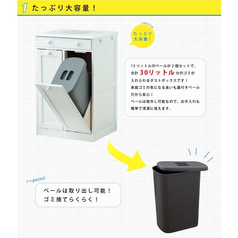 のゴミが ゴミ箱 ごみ箱 ダストボックス おしゃれ 分別 大量収納 木製 キャスター付き ペール 完成品