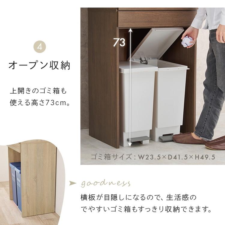 ゴミ箱上ラック 幅58 引出し・スライド棚付き 2段 ごみ箱上ラック 大
