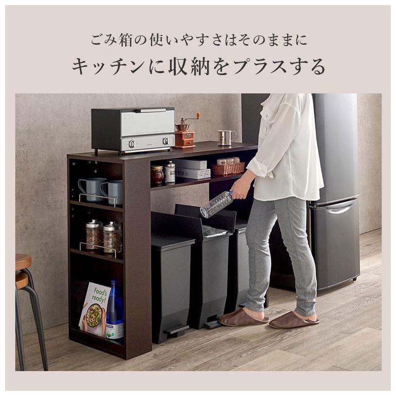 キッチンラック ゴミ箱上収納ラック ゴミ箱上ラック 幅98.5cm 3分別タイプ ごみ箱上を有効活用 サイド収納