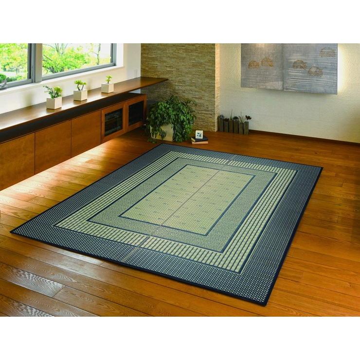 国産い草センターラグ 裏貼り エルモード 約191×191cm BL 代引不可