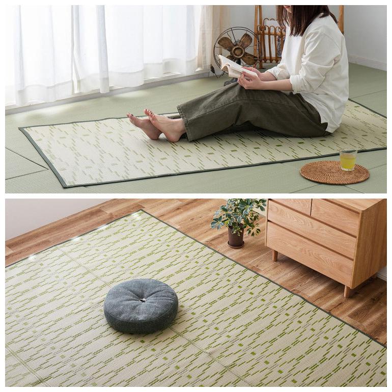 洗える い草風カーペット 柳 江戸間4.5畳 261×261 花ござ 洗えるラグ